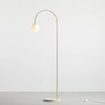 Klimatyczna lampa stojąca Una - kremowa z kulą na łuku
