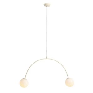 Kremowa lampa łuk Una 2 - mleczne kule