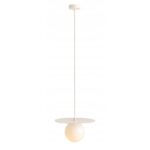 Kremowa lampa wisząca Loop S - dysk z kulą