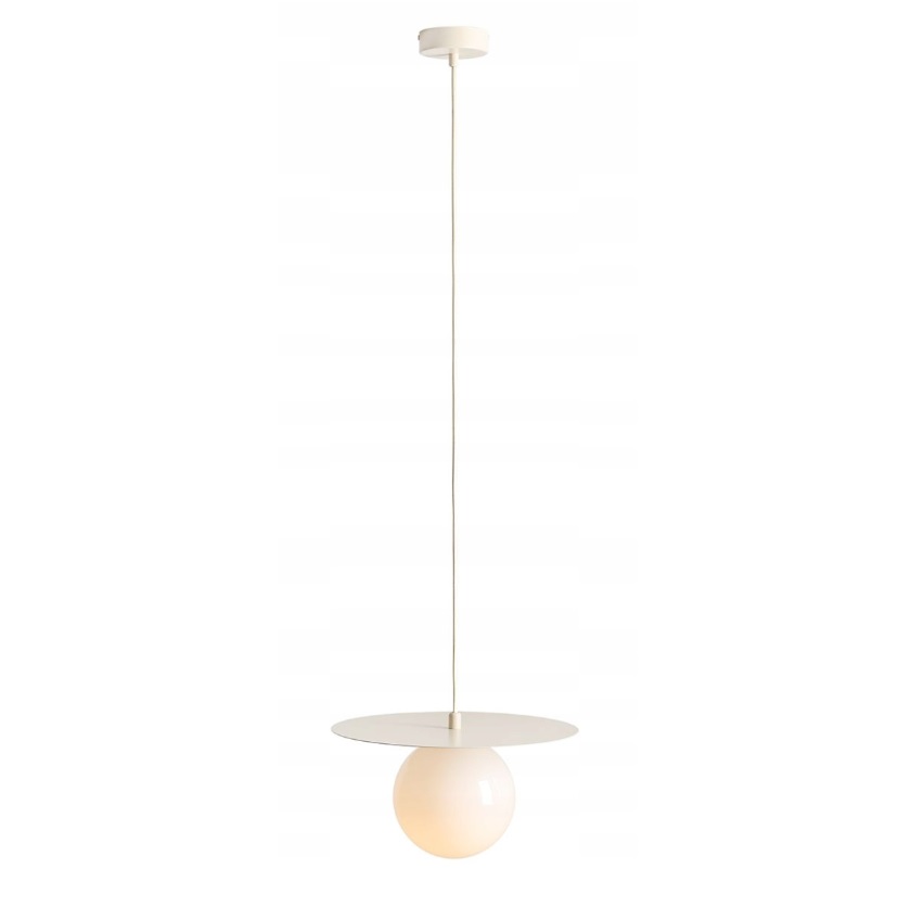 Kremowa lampa wisząca Loop S - dysk z kulą