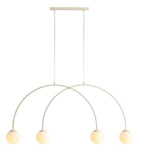Kremowa lampa wisząca nad wyspę Una 4 S - łuk z kulami