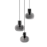 Lampa sufitowa wisząca Mellu 3 - szare szklane klosze