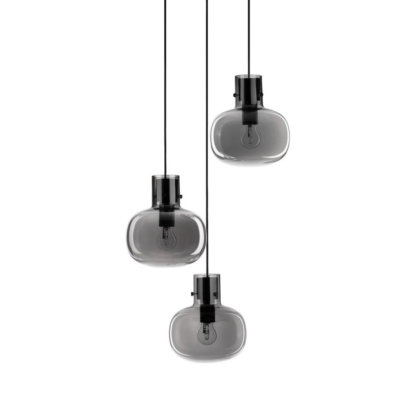 Lampa sufitowa wisząca Mellu 3 - szare szklane klosze