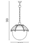 Lampa wisząca zewnętrzna Kula z koszykiem IP43 - szkic