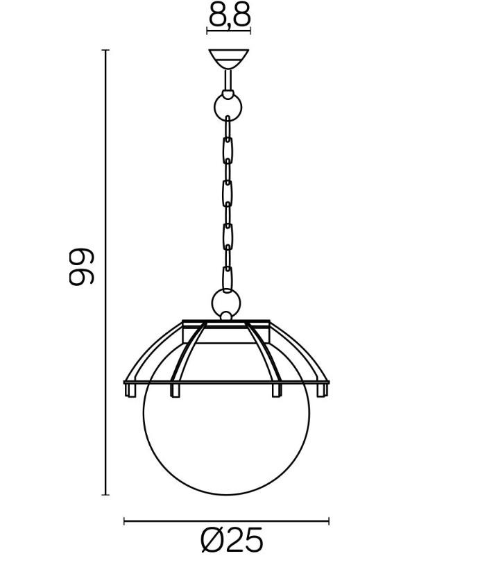Lampa wisząca zewnętrzna Kula z koszykiem IP43 - szkic