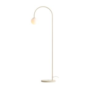 Klimatyczna lampa stojąca Una - kremowa z kulą na łuku