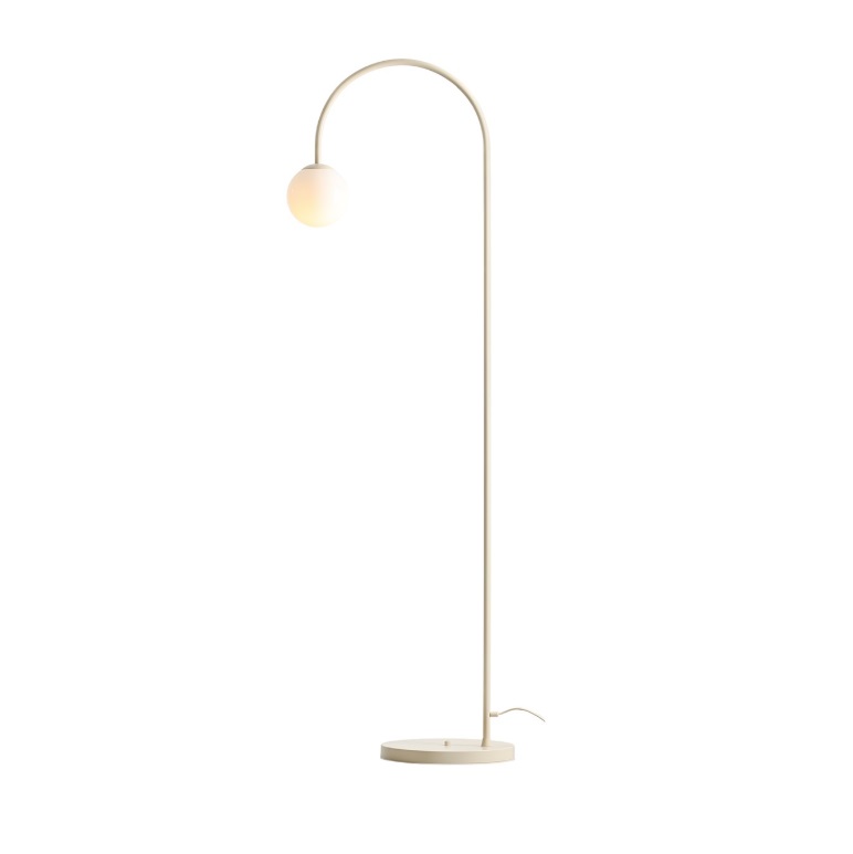 Nowoczesna lampa podłogowa Una - kremowa z kulą na łuku