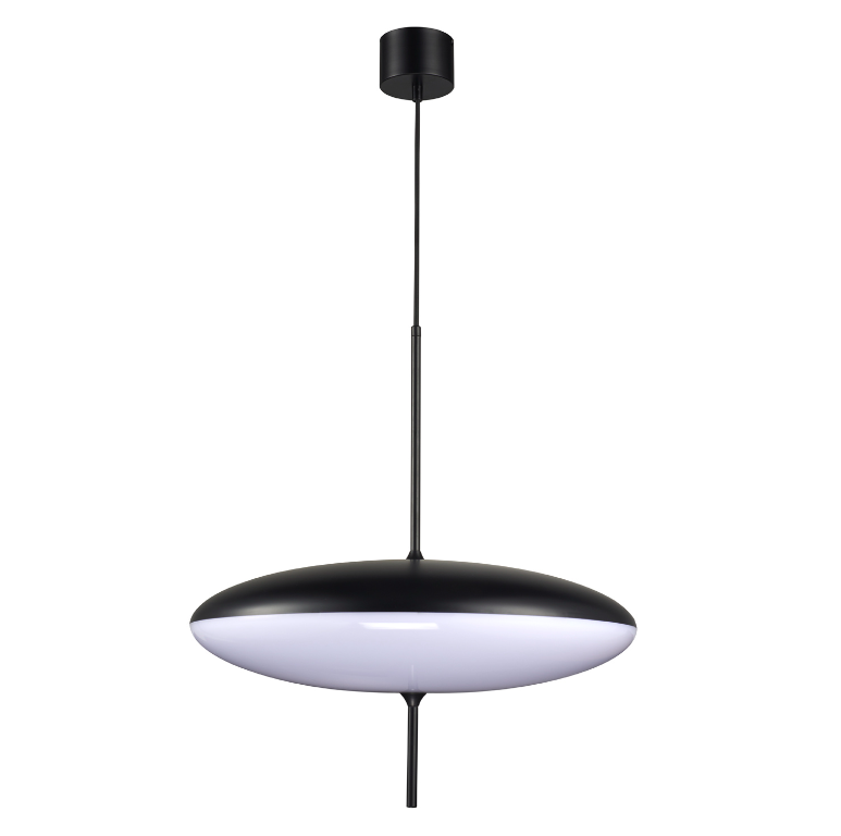 Płaska lampa wisząca Piatto 50 - czarno-biała owalna