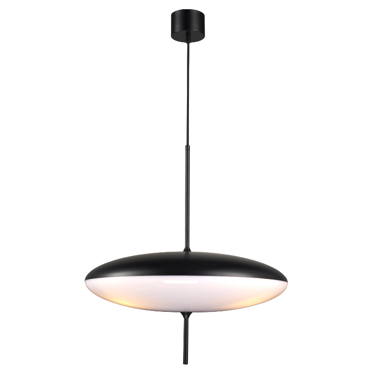 Płaska lampa wisząca Piatto 50 - czarno-biała