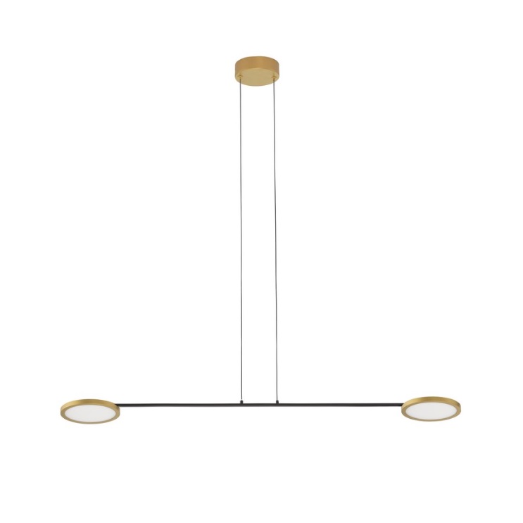 Płaska lampa wisząca Vialto 2 - złote dyski LED