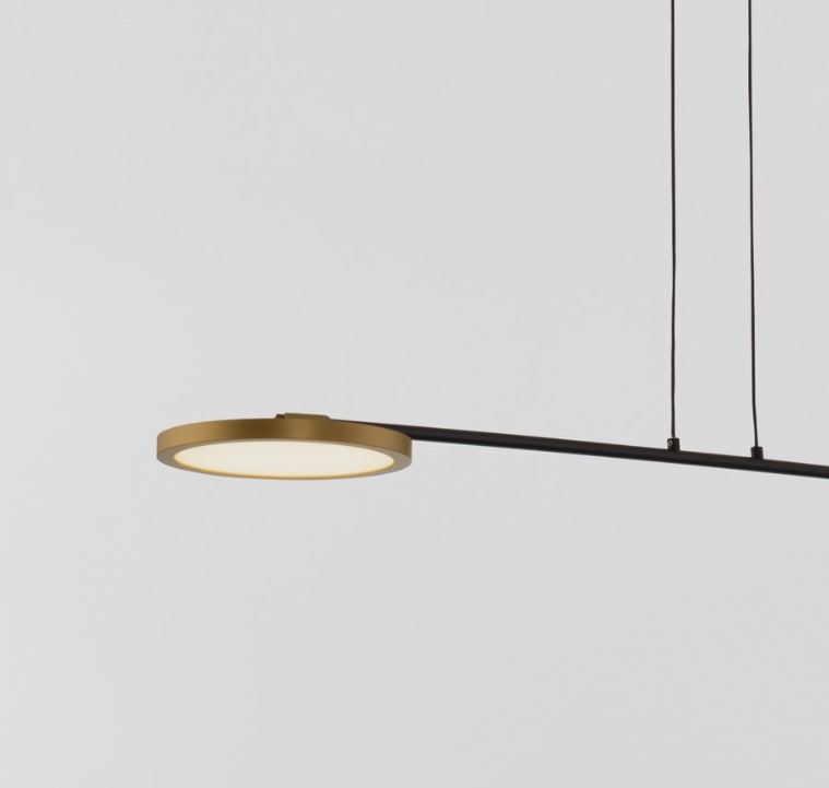 Płaska lampa wisząca Vialto 2 - złote dyski