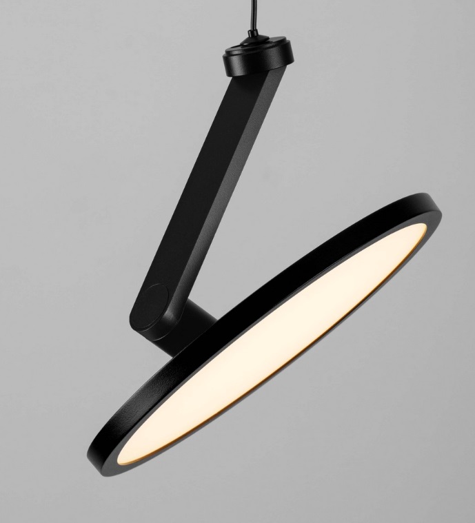 Płaska regulowana lampa wisząca Eclipto - czarna