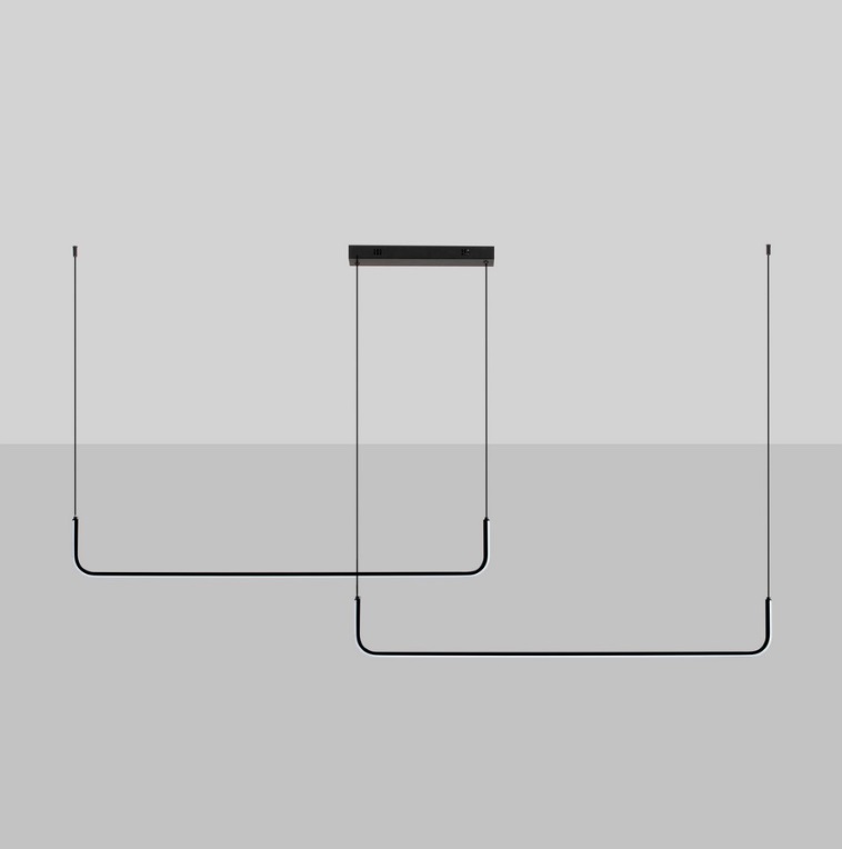 Podłużna lampa wisząca nad stół Lineform 2 LED - czarna 42W