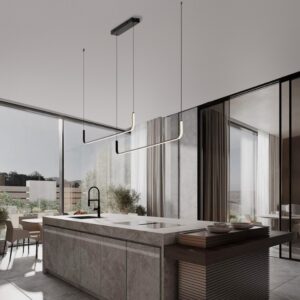 Podłużna lampa wisząca nad wyspę i stół  Lineform 2 LED - czarna 42W