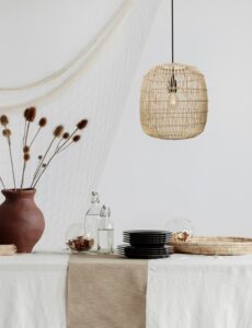 Rattanowa lampa wisząca nad stół Zoreli 30 - beżowa