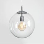 Srebrna lampa wisząca kula Globe
