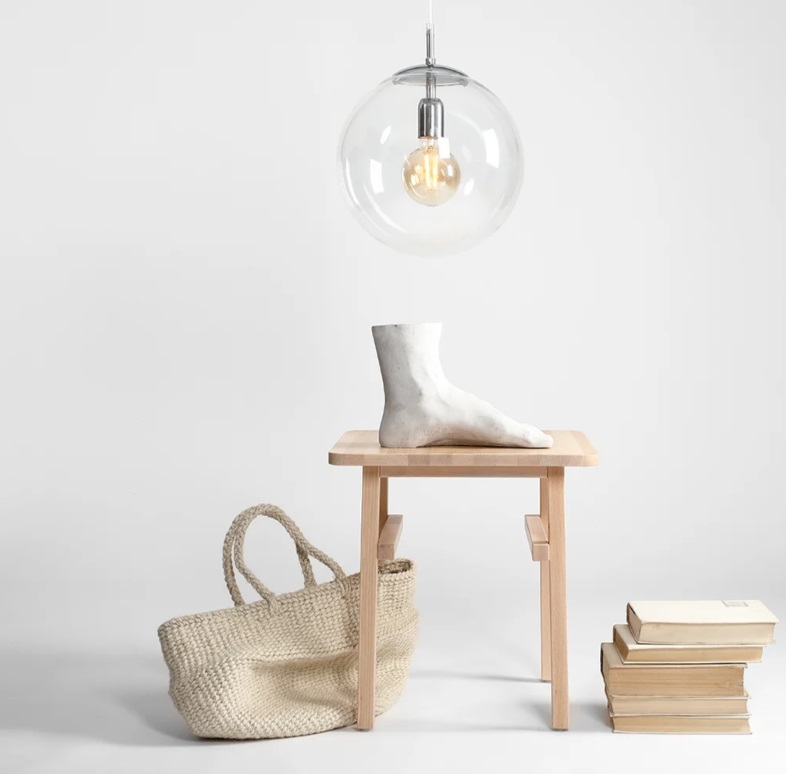 Srebrna lampa wisząca kula Globe - chrom