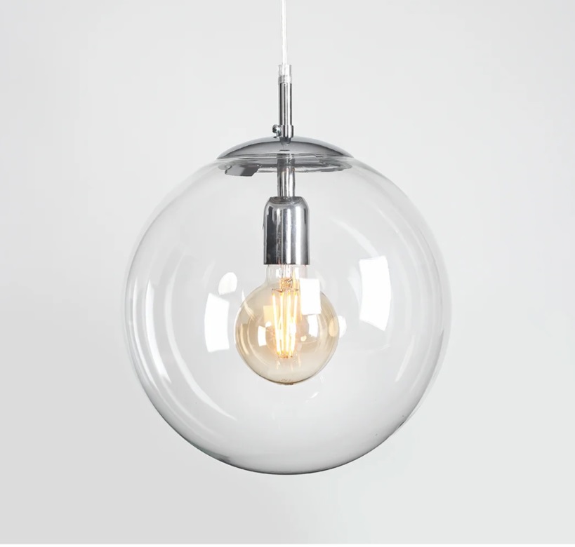 Srebrna lampa wisząca kula Globe