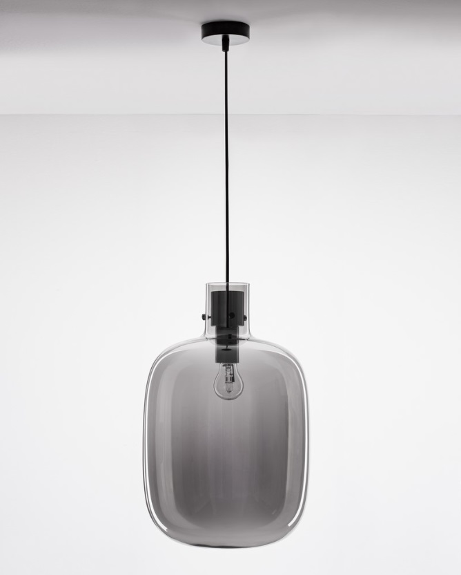 Szara szklana lampa wisząca Mellu 30