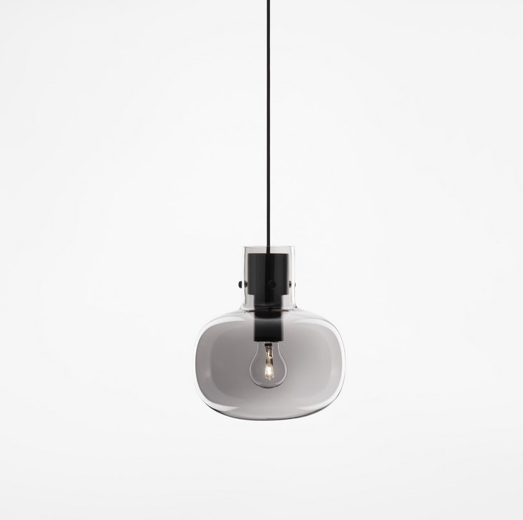 Szklana lampa wisząca nad stół Mellu 22 - dymiony klosz