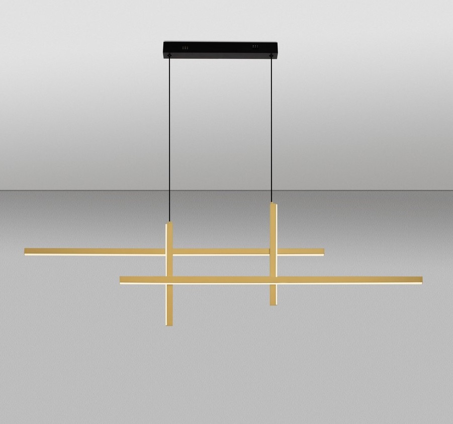Złota geometryczna lampa wisząca Shadowbeam LED