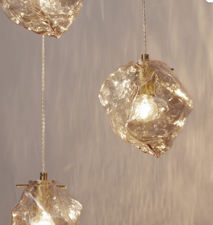 Złota lampa wisząca Etuda 3 - szkło art deco
