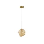 Złota lampa wisząca Etuda - bursztynowa