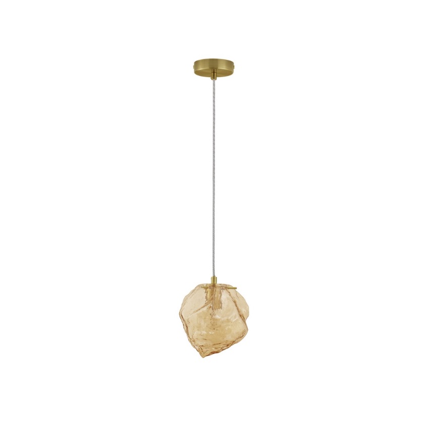 Złota lampa wisząca Etuda - bursztynowa