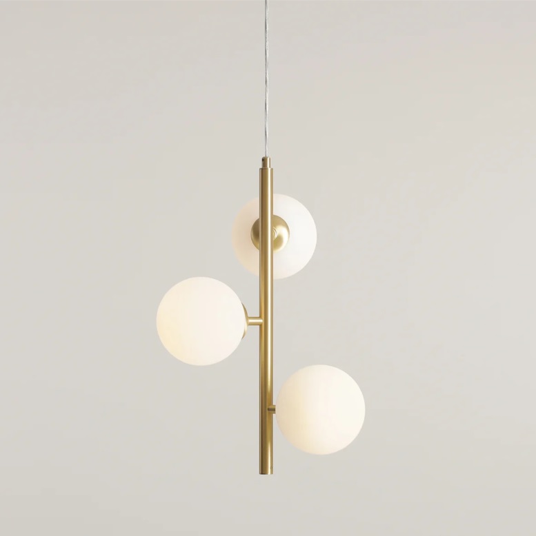 Złota lampa wisząca Fin S 34 - nad komodę