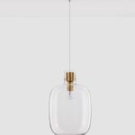 Złota lampa wisząca Mellu 30 - duży szklany klosz