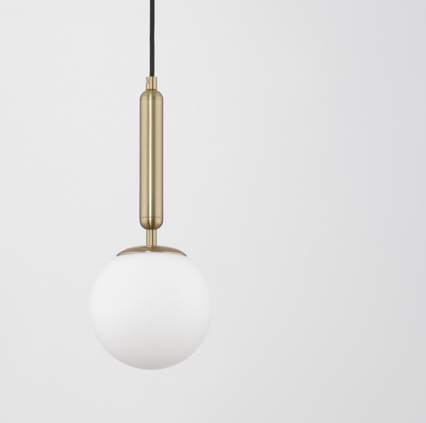 Złota lampa wisząca Veliana - biała kula
