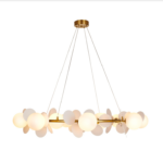 Złota lampa wisząca art deco Chic 105 cm - białe płatki