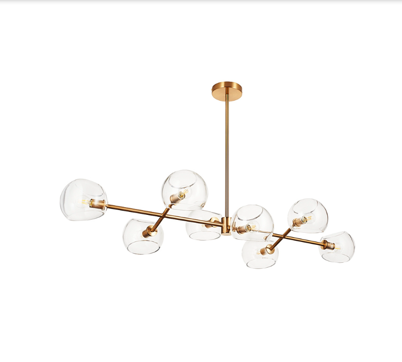 Złota lampa wisząca art deco Cosmic 8 - bezbarwne kule