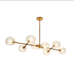 Złota lampa wisząca art deco Cosmic 8 - szklane kule