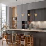 Złota lampa wisząca do kuchni Softlin LED