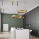 Złota lampa wisząca do kuchni Tovia 80 - elegancki ring LED