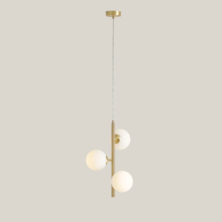 Złota lampa wisząca do sypialni Fin S 34