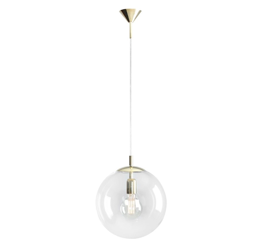 Złota lampa wisząca kula Globe - przezroczysta