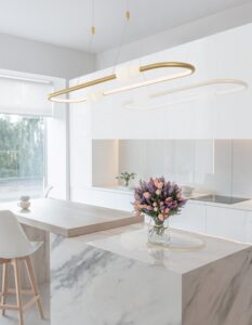 Złota lampa wisząca nad wyspę Xalume LED - 45W na pilota