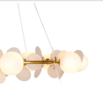 Złoty żyrandol art deco Chic 105 cm - białe kółka