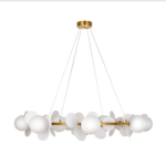 Złoty żyrandol art deco Chic 105 cm - białe płatki