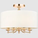 Złoty żyrandol sufitowy Abu Dhabi 50 - biały abażur