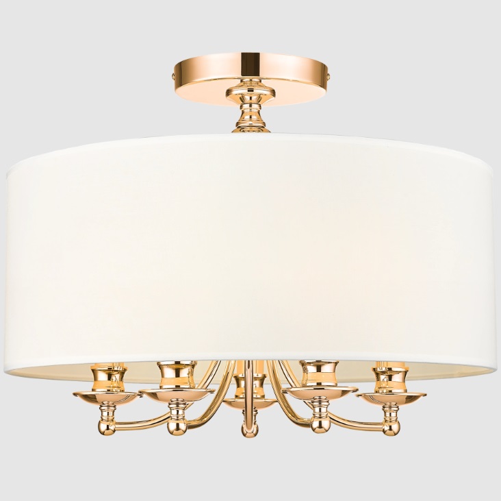 Złoty żyrandol sufitowy Abu Dhabi 50 - biały abażur