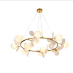 Żyrandol w stylu art deco Chic 105 cm - białe płatki