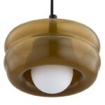 Lampa wisząca Tevo Argon z pofalowanym bursztynowym kloszem