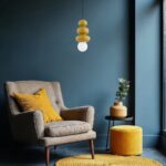 Musztardowa lampa wisząca do salonu - Orlando Plus Argon