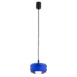 Szklana niebieska lampa wisząca Tevo - klosz kulka