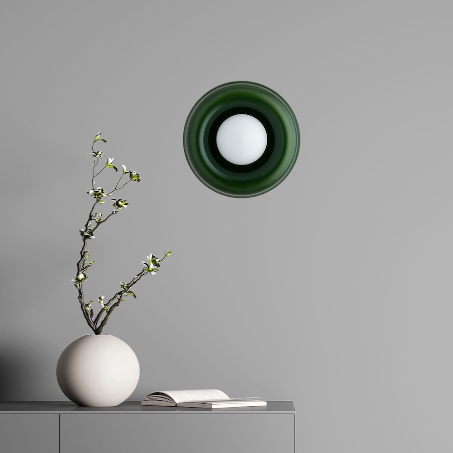 Płaska lampa do salonu Tevo Argon - butelkowa zieleń