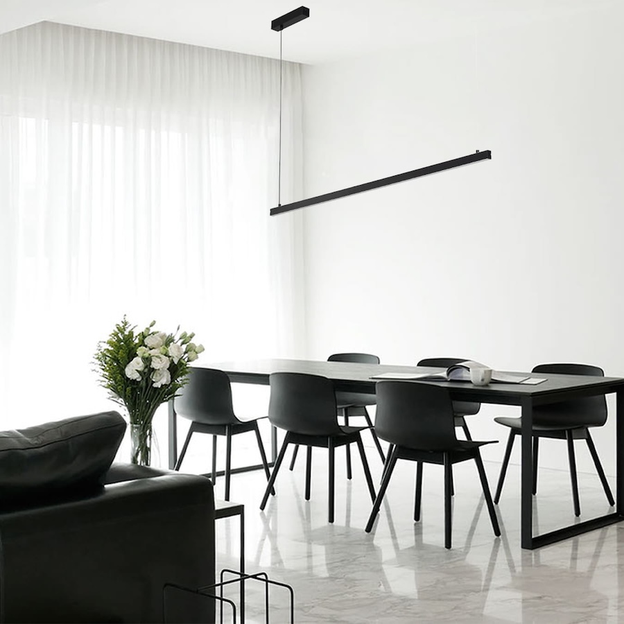 Czarna lampa wisząca nad stół w salonie Miami 120cm