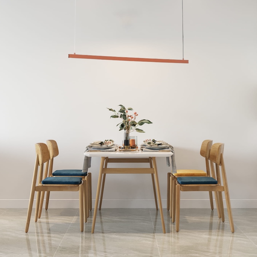 Podłużna lampa wisząca nad stół w kuchni Miami Argon - terakota